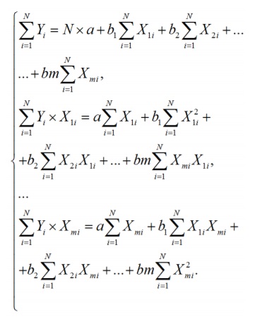 формула уравнения множественной линейной регрессии