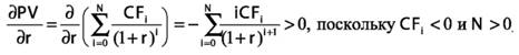 формула производная приведенной стоимости по финансовой ставке